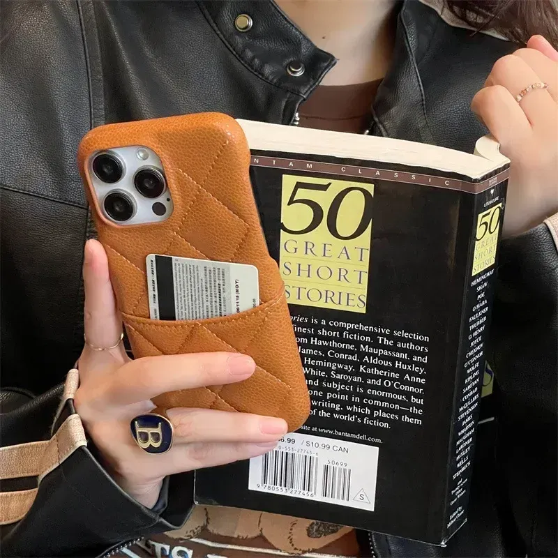 Color: SKY BLUE, Material: Neoprene - Luxury Lattice Pattern Leather Cover for IPhone 16 15 14 13 Pro Max Credit Card Slot Holder Purse Wallet Shockproof Phone Case