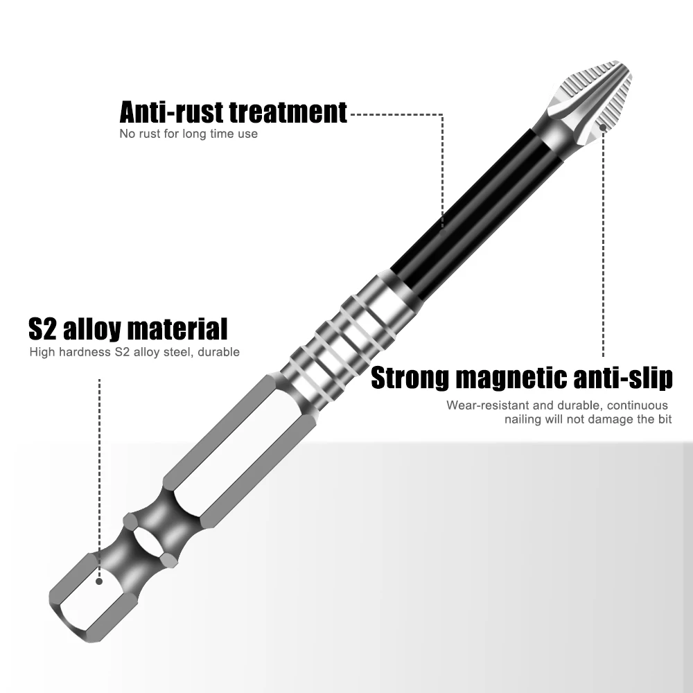 Color: Yellow - K5 Non-slip High Hardness Bit S2 Strong Magnetic 5A Black Non-slip Cross Head Electric Drill Electric Screwdriver Bit