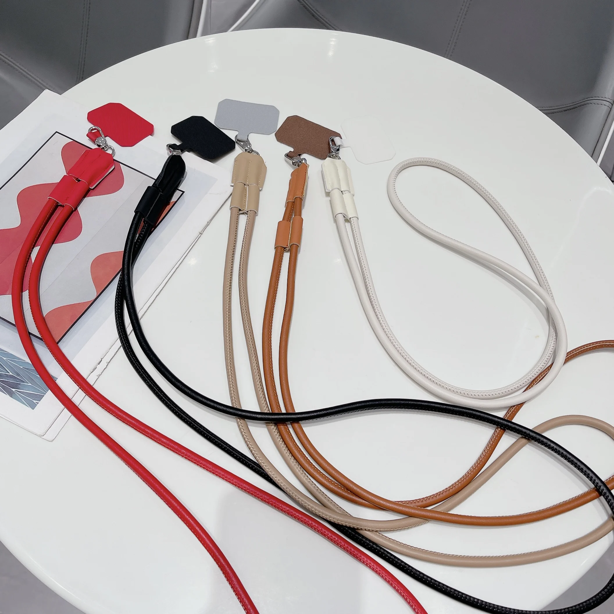 Color: Silver / Gray, Material: Nylon / Spandex, Ships From: CHINA - 120 cm Long Crossbody Phone Lanyard Leather Pickup Chain Women's Long Neck Shoulder Strap Phone Case Universal Anti Loss Lanyard