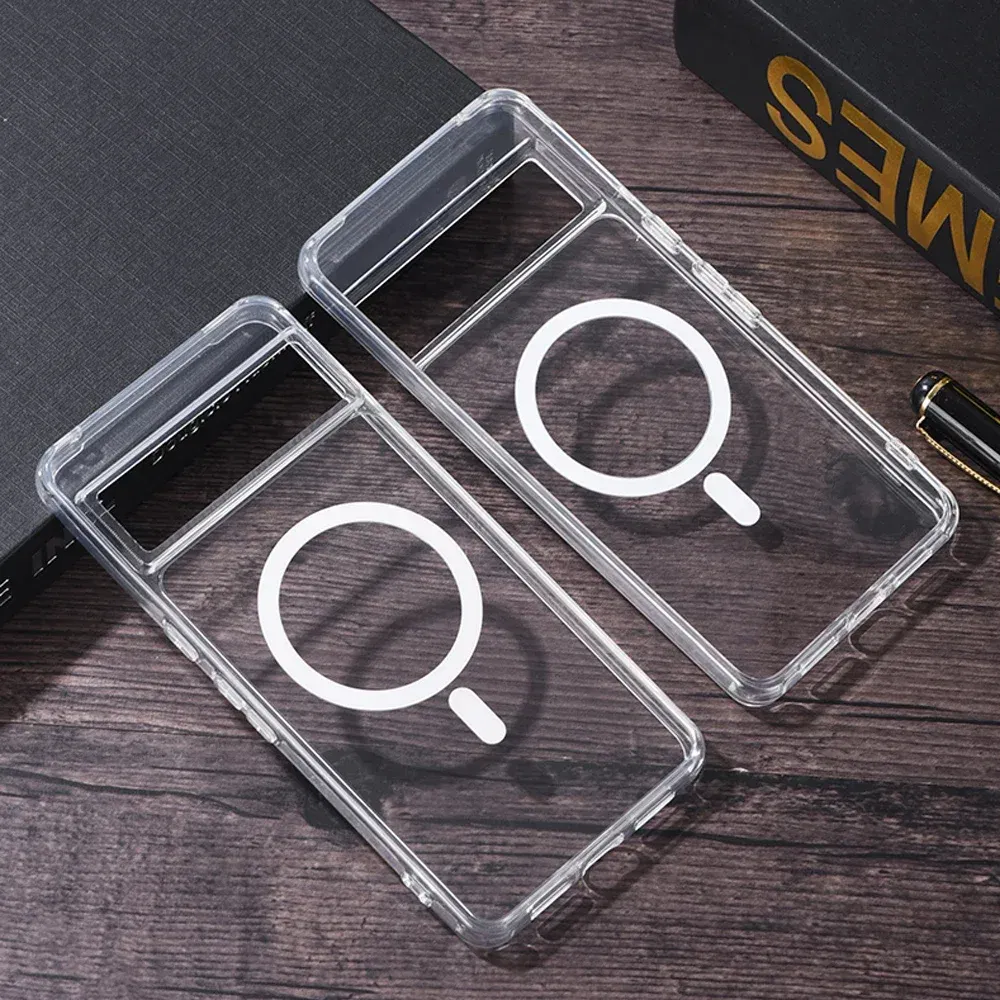Color: Clear, Material: Nylon - Transparent Magnetic for Magsafe Wireless Charge Phone Case for Google Pixel 9 8 Pro XL 7 7A Shockproof Clear Anti-fall Cover