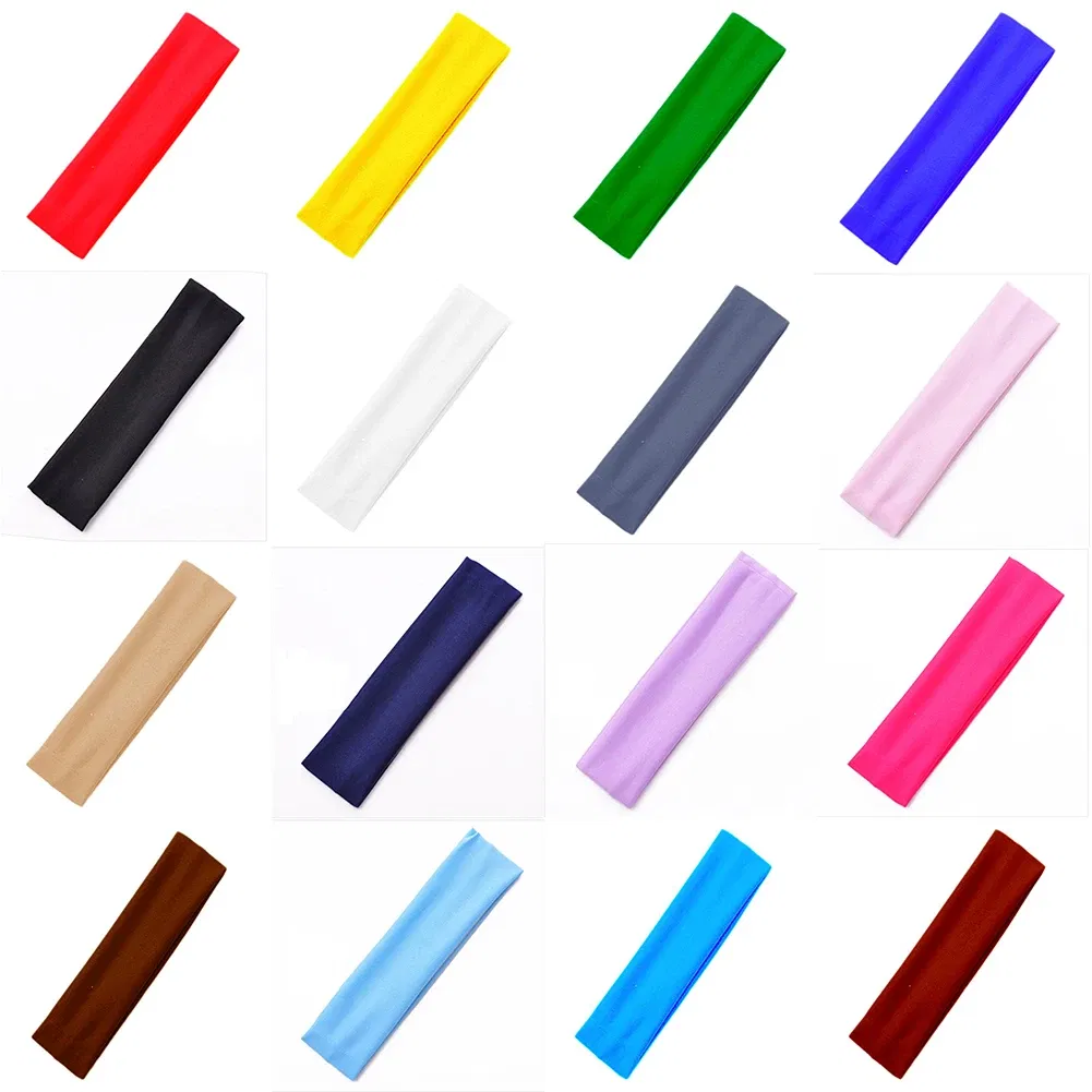 Color: Silver - Fashion Sports Headbands For Women Solid Elastic Hair Bands Running Fitness Yoga Hair Bands Stretch Makeup Hair Accessories Hot