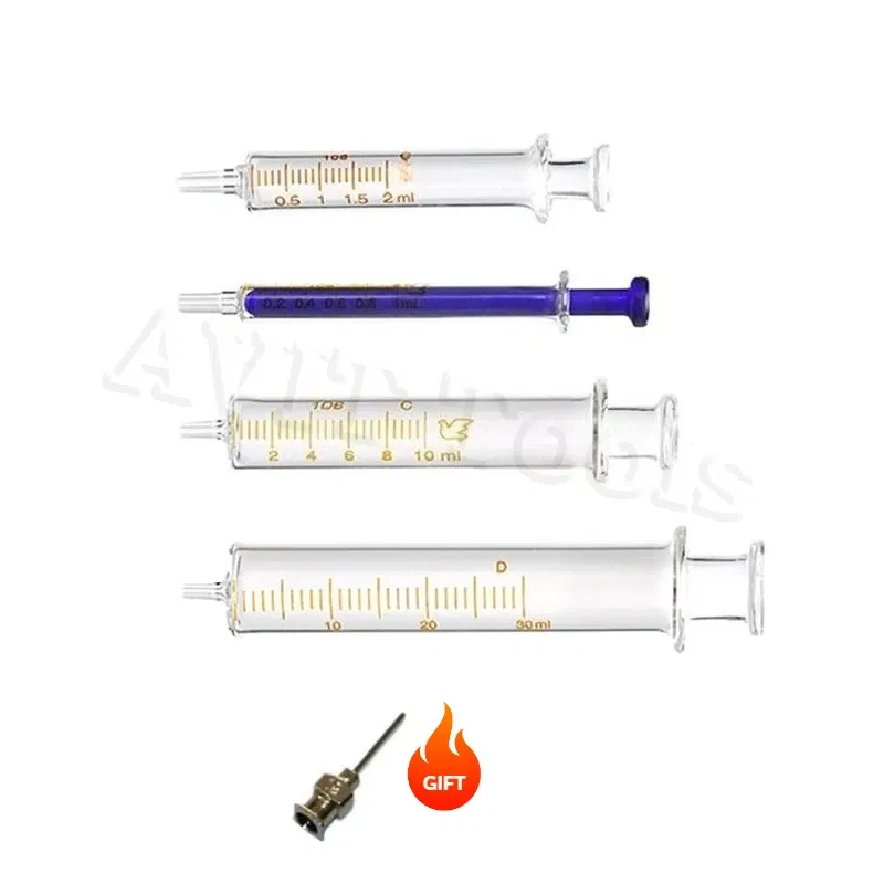 Color: Beige - Glass Syringe 1ml 2ml 5ml 10ml 20ml 30ml Syringe Metal Needle Welding Oil Container Glass Push Rod Mobile Phone Repair Tools