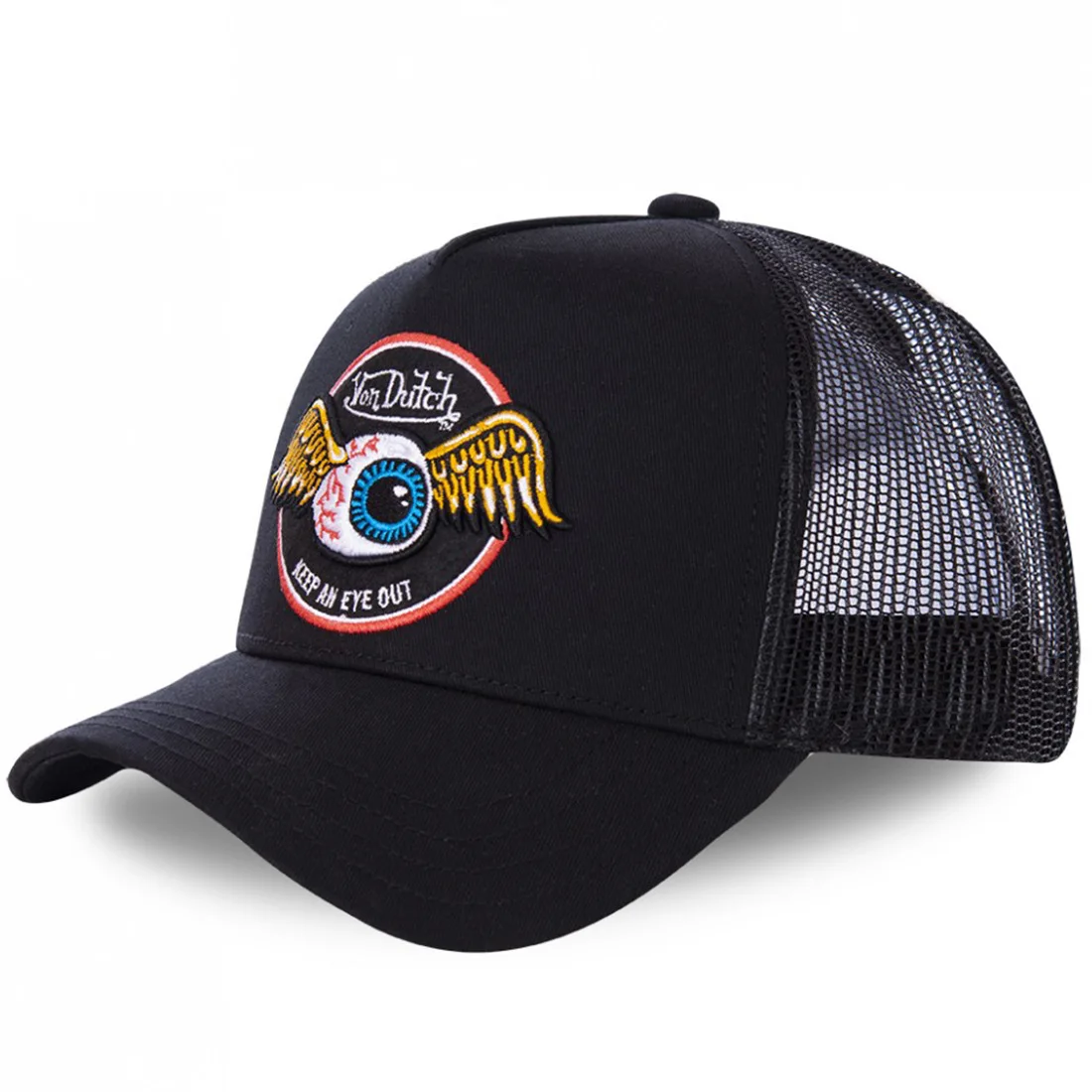 Color: Pink - VON baseball cap Alphabet sunblock mesh embroidered trucker hat
