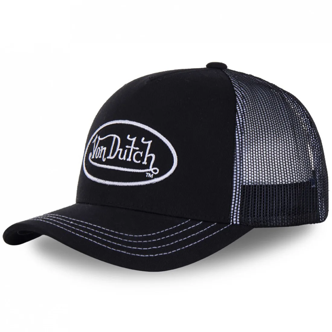 Color: Pink - VON baseball cap Alphabet sunblock mesh embroidered trucker hat