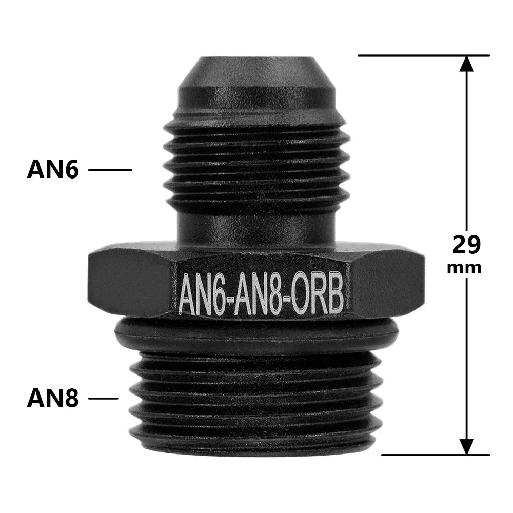 Color: black - Universal Aluminum Alloy AN6 8 10 12 To AN To M16x1.5 M18x1.5 Metric Fuel Hose Adapter Pipe Thread Fitting CAR OIL COOLER SYSTEM