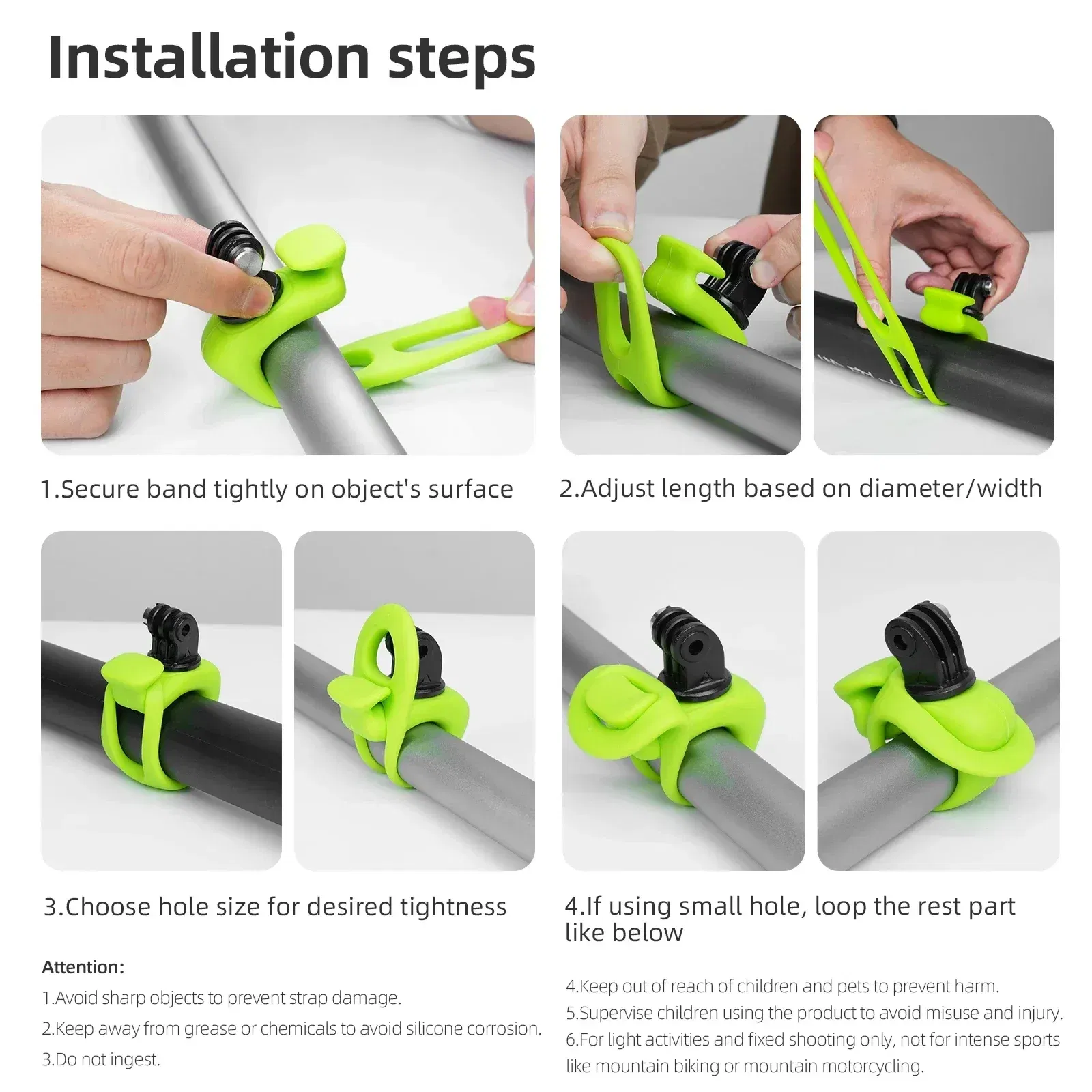 Colour: GRAY COLOR - TELESIN Mini Flexible Bracket Adjustable Silicone Mount for Gopro Hero 13 12 11 10 9 8 MAX DJI OSMO Action 5 4 3 Insta360 X4 X3