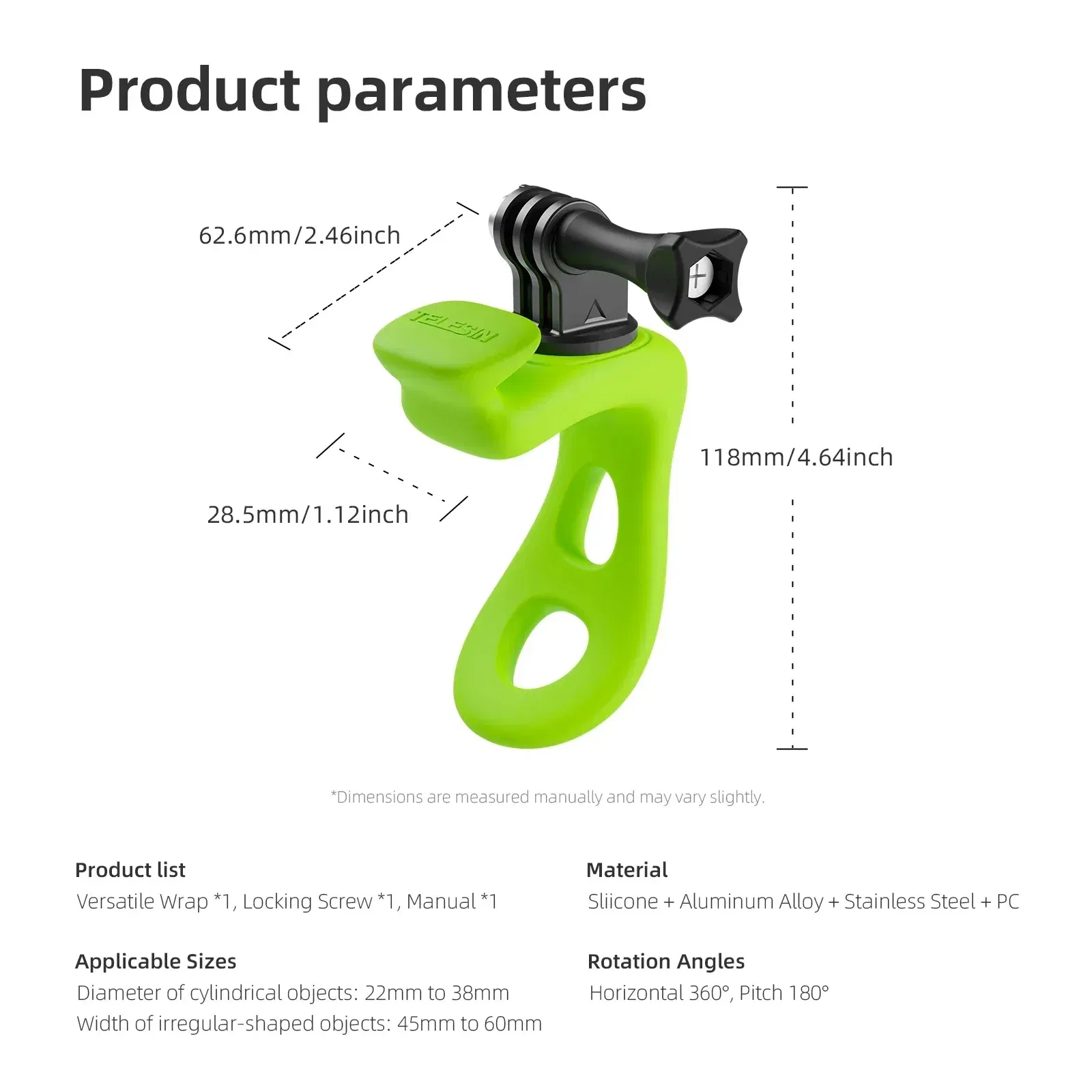 Colour: GRAY COLOR - TELESIN Mini Flexible Bracket Adjustable Silicone Mount for Gopro Hero 13 12 11 10 9 8 MAX DJI OSMO Action 5 4 3 Insta360 X4 X3