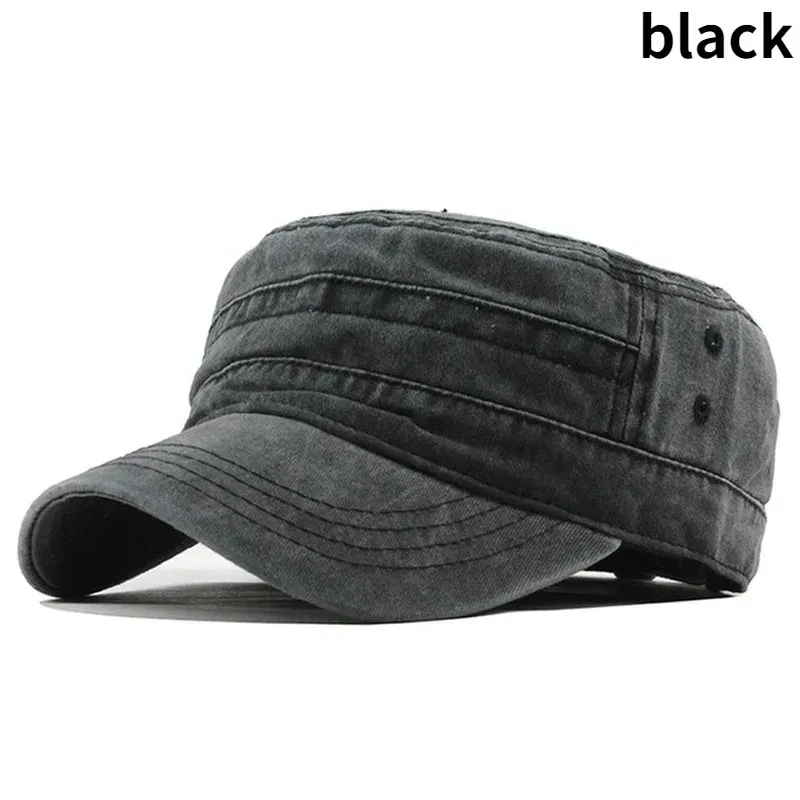 Color: Black - Delysia King   Classic men's flat hat casual cap summer sun hat