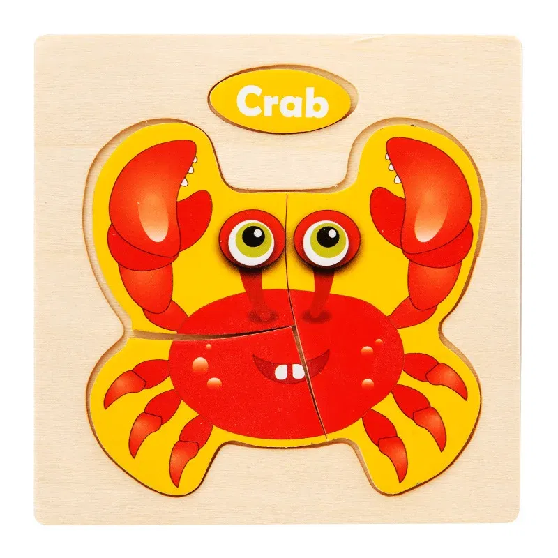 Color: Orange, Ships From: CHINA - Wooden Puzzle Jigsaw Toys For Children Wood 3d Cartoon Animal Puzzles Intelligence Kids Early Educational Toys for Children