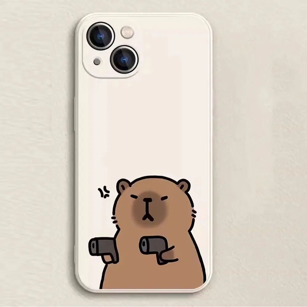 Color: Beige, Material: CANVAS - Cartoon Animal Capybara Phone Case For Samsung Galaxy S10 S20 S21 S22 S23 S24 FE Plus Ultra Note 20 Couple Paired Silicone Cover