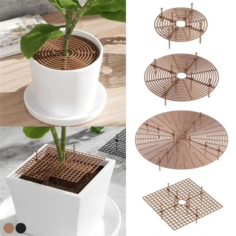 Color: Gold, Ships From: CHINA - Plant Pot Soil Guard With Nails Plant Pot Grid Flower Pot Cover Baby Safety Mouse Plant Protector Repel Cats Garden Household