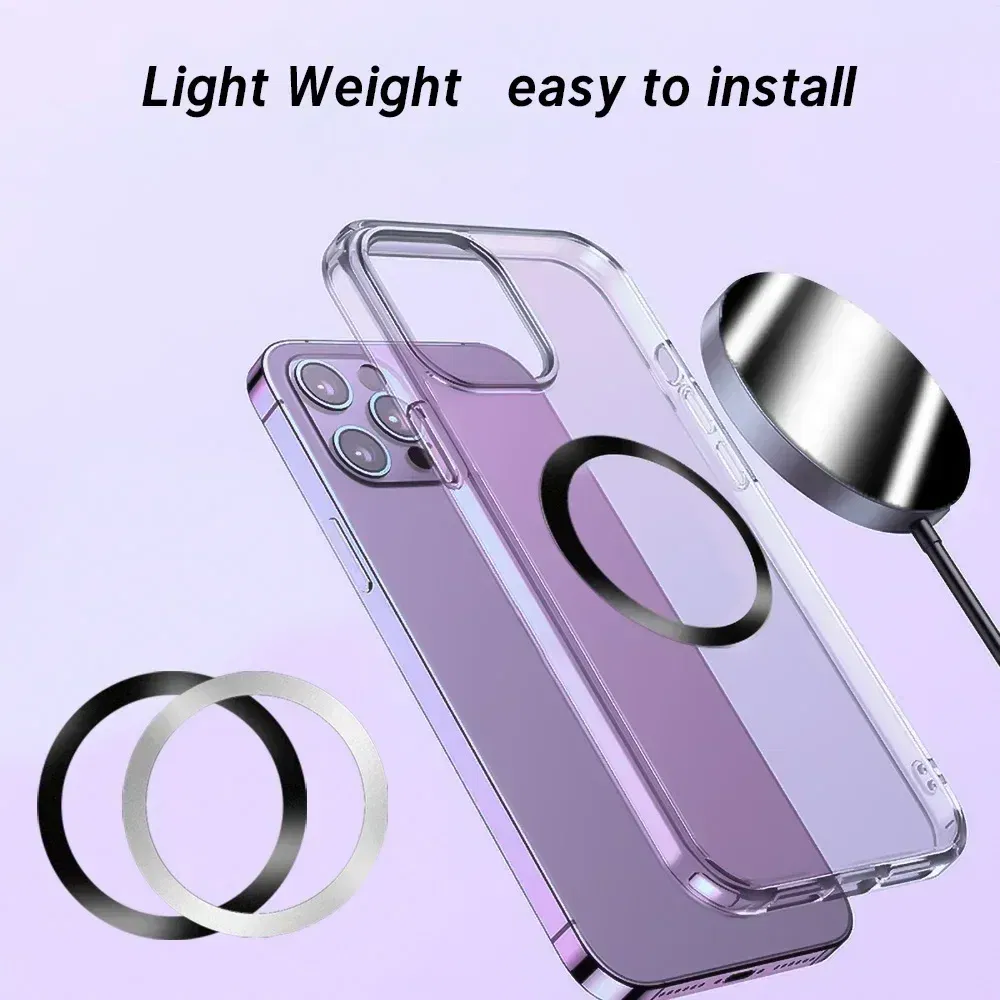 Color: VIOLET/?«?—?…° - 2024 Stainless Steel Universal Magnetic Metal Plate Ring For Magsafe Wireless Charger Iron Sheet Sticker Magnet Car Phone Holder