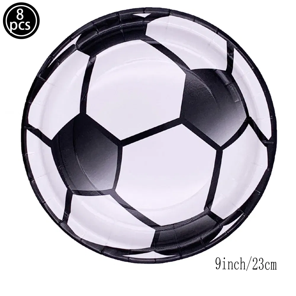 Color: Gold - Soccer Birthday Party Decorations Disposable Tableware Paper Plates Cups Napkins Tablecloth Balloon Banner Soccer Party Supplies