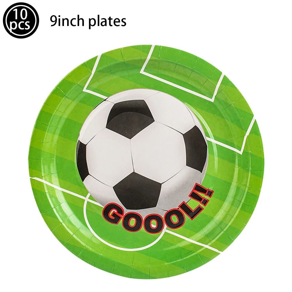 Color: Gold - Soccer Birthday Party Decorations Disposable Tableware Paper Plates Cups Napkins Tablecloth Balloon Banner Soccer Party Supplies