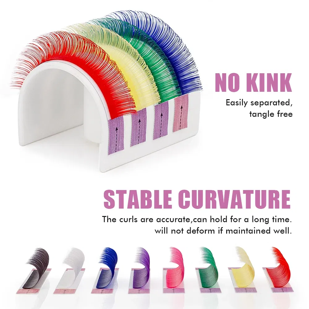 Curl: D, Thickness: 0.07mm, Length: 14mm, Ships From: CHINA - ANJOSIRMA Mix Color eyelashes Make up High Quality Soft Natural Synthetic Mink Rainbow Eyelash Extension Supplies 8 Colors Mix