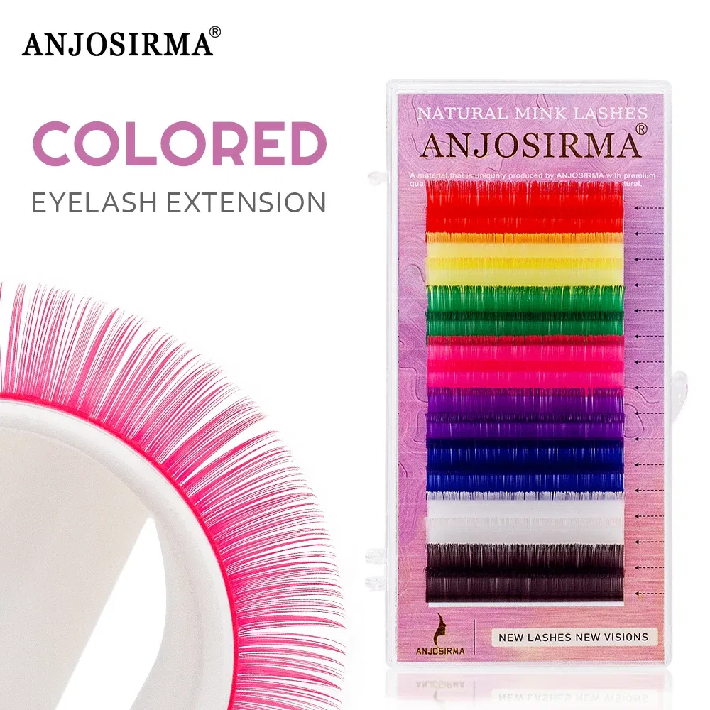 Curl: D, Thickness: 0.07mm, Length: 14mm, Ships From: CHINA - ANJOSIRMA Mix Color eyelashes Make up High Quality Soft Natural Synthetic Mink Rainbow Eyelash Extension Supplies 8 Colors Mix