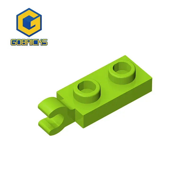 Color: Orange - Gobricks 10PCS Bricks PLATE 2X1 W/HOLDER VERTICAL Compatible with 63868 children's toys Assembles Building Blocks Technical 2022