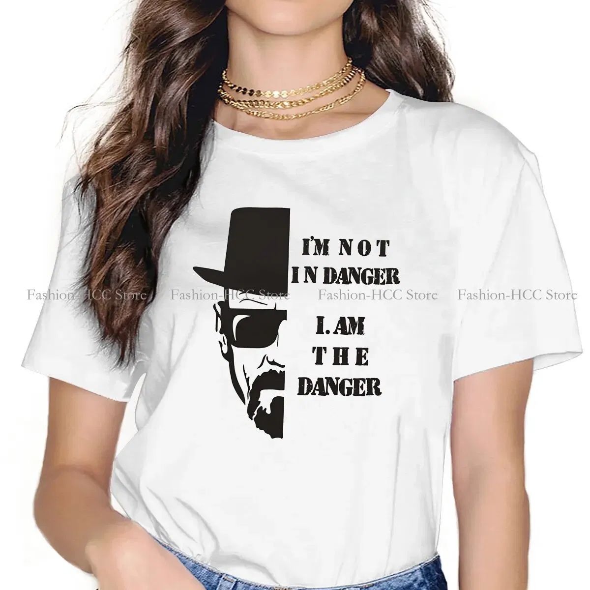 Color: WHITE, Size: XL - I Am Not In Danger I Am The Danger Hip Hop TShirt Breaking Bad Style Tops Comfortable T Shirt Female Tee