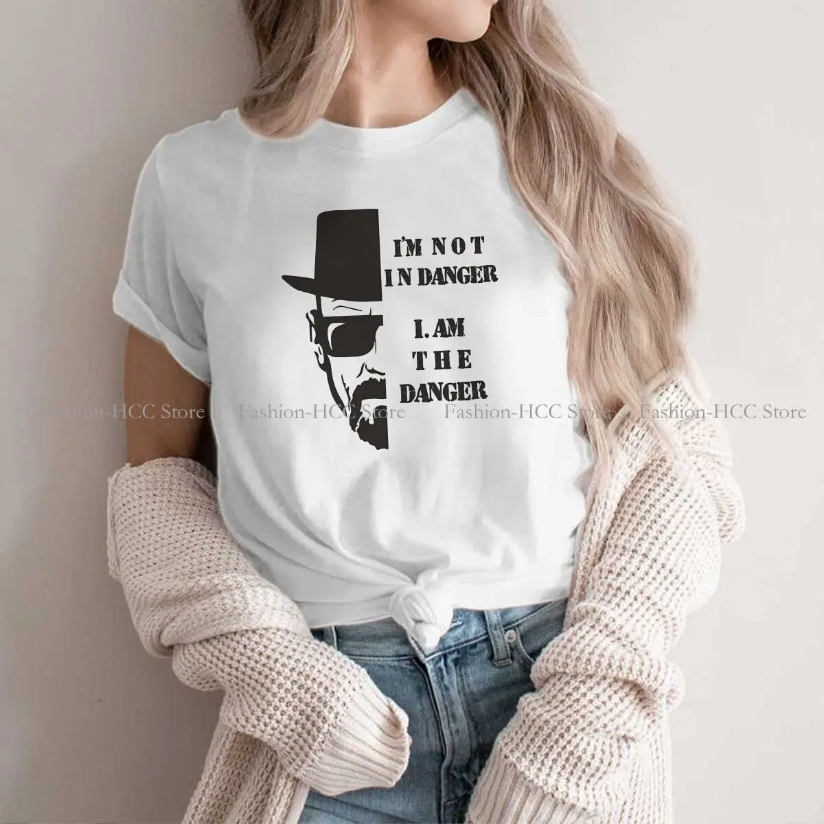 Color: WHITE, Size: XL - I Am Not In Danger I Am The Danger Hip Hop TShirt Breaking Bad Style Tops Comfortable T Shirt Female Tee