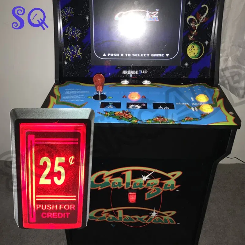 1pcs 25 Cent Red Push For Credit Arcade Coin Operated Game LED Push Button with Micro Switch