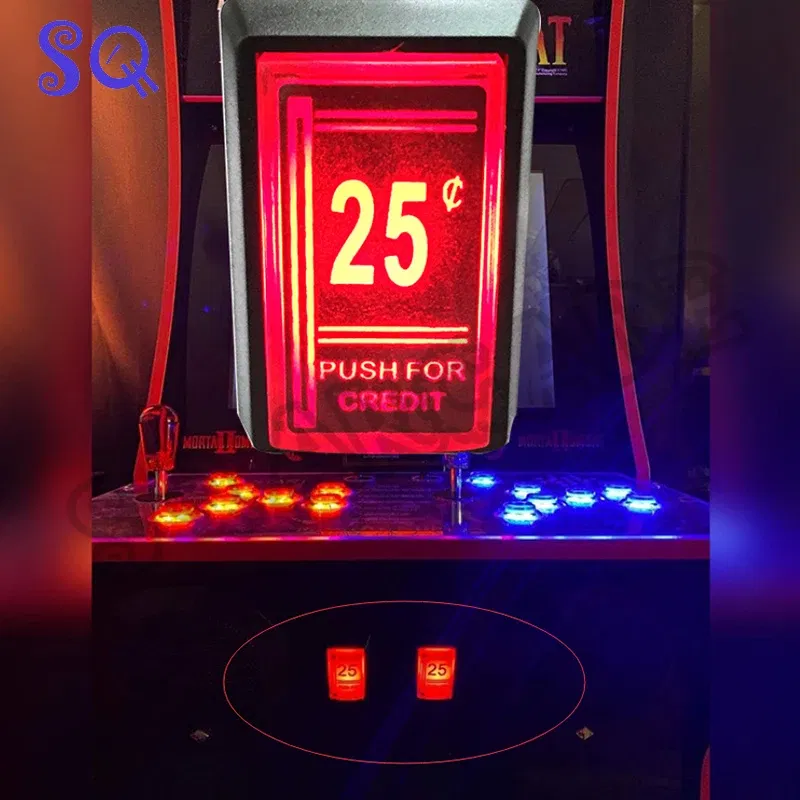 1pcs 25 Cent Red Push For Credit Arcade Coin Operated Game LED Push Button with Micro Switch