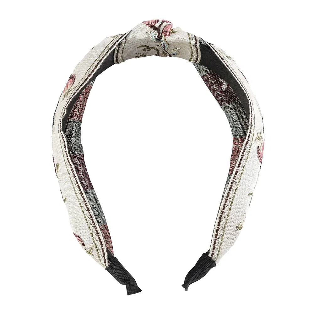 Color: black - MOLANS New Retro Knotted Headband For Women Hair Accessories Girls Flower Embroidery Hairbands Hair Hoops Band Headwear Bezel