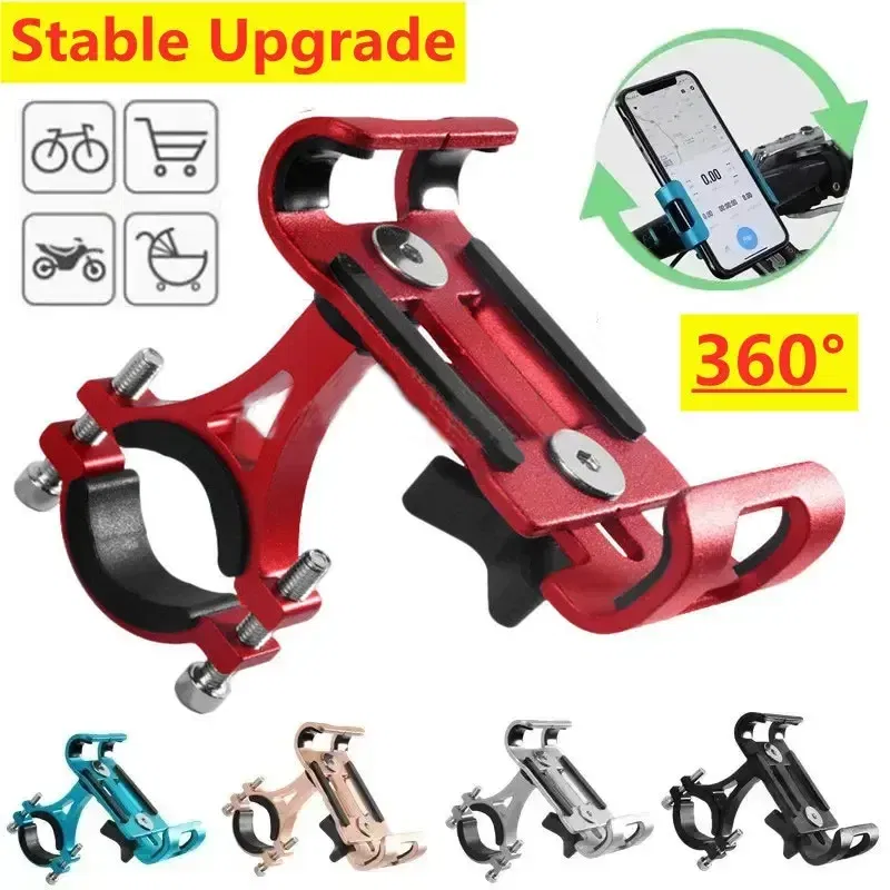 Color: black - 360 Rotate Metal Motorcycle Bicycle Phone Holder Aluminum Alloy Anti-slip Bracket Support GPS Clip Bike Phone Stand for iPhone
