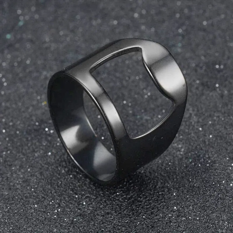 Main Stone Color: Red, Ring Size: 10 - VIVILADY Titanium Stainless Steel Creative Bottle Opener Ring Jewelry For Unisex Punk Simple Fashion Party Bar Gift Wholesale