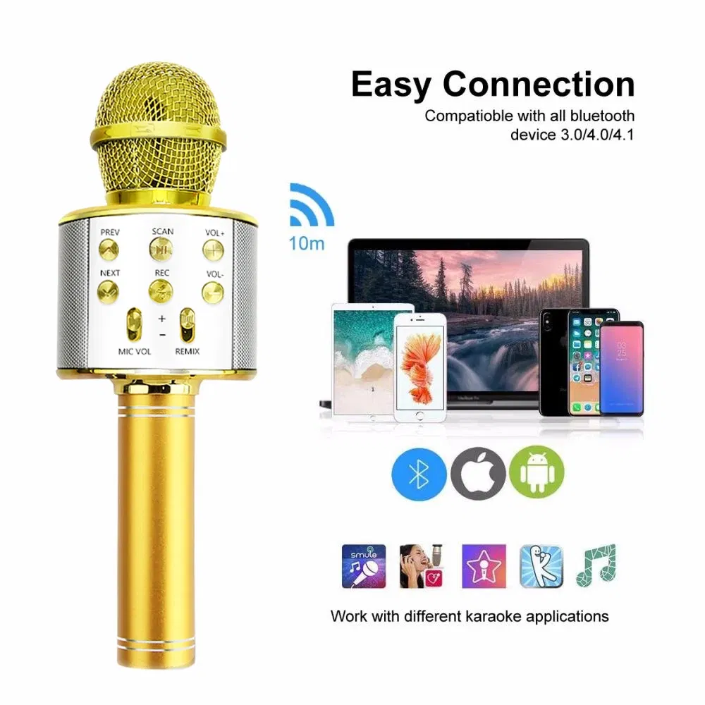 Color: PURPLE, Ships From: CHINA - WS858 Wireless Microphone Blue-tooth Speaker Home Karaoke Microphones Speaker KTV Scenes Handheld Music Player Singing Recorder
