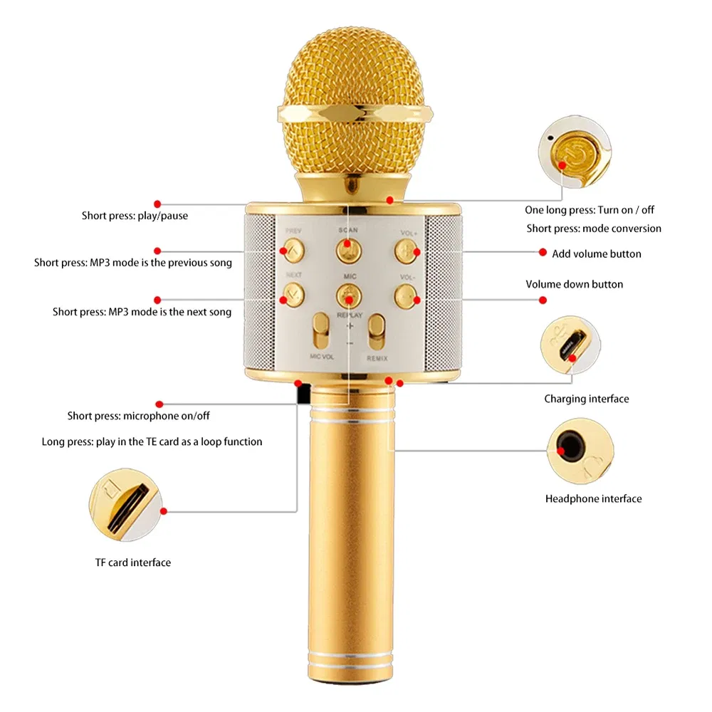 Color: PURPLE, Ships From: CHINA - WS858 Wireless Microphone Blue-tooth Speaker Home Karaoke Microphones Speaker KTV Scenes Handheld Music Player Singing Recorder