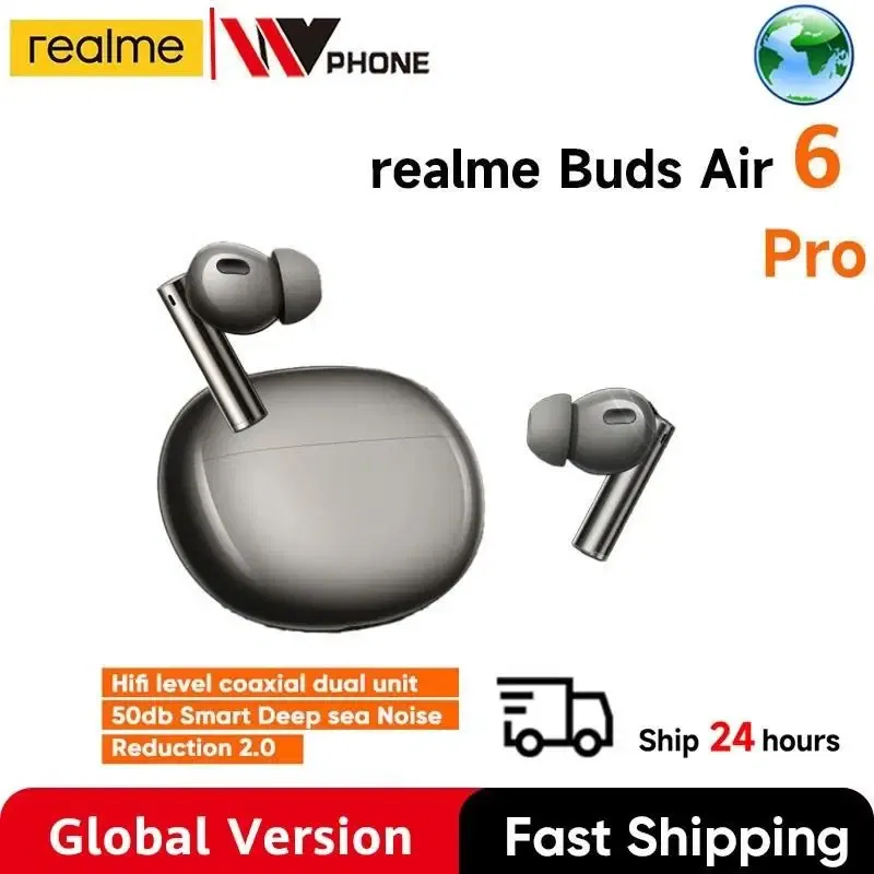 Color: Silver, Ships From: CHINA - New! Global Version Buds Air 6 Pro True Wireless Earphone 50dB Deep Sea Noise Reduction 2.0 Bluetooth 5.3 IP55 Headphone