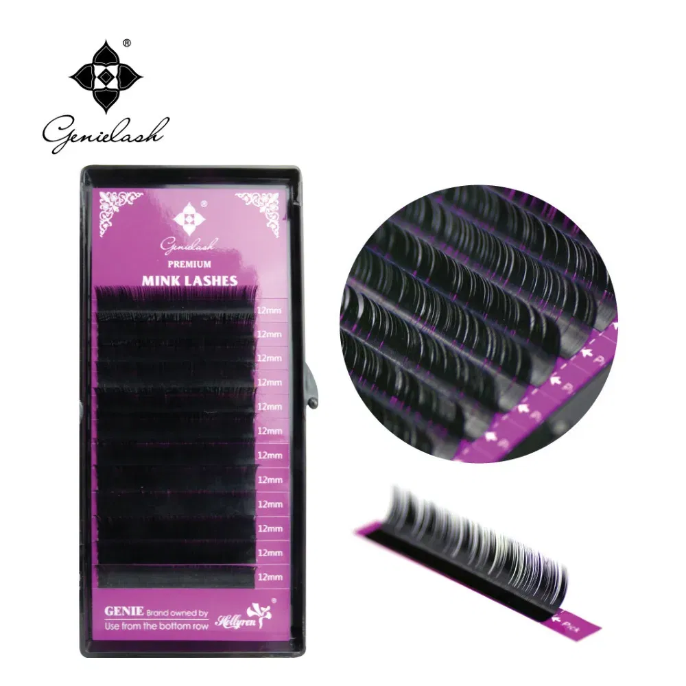 Curl: D, Thickness: 0.05mm, Length: 7mm - Genie 20pcs/lot All Sizes Mink individual lash Extensions hybrid set volume eyelash extensions mega volume individual eyelashes