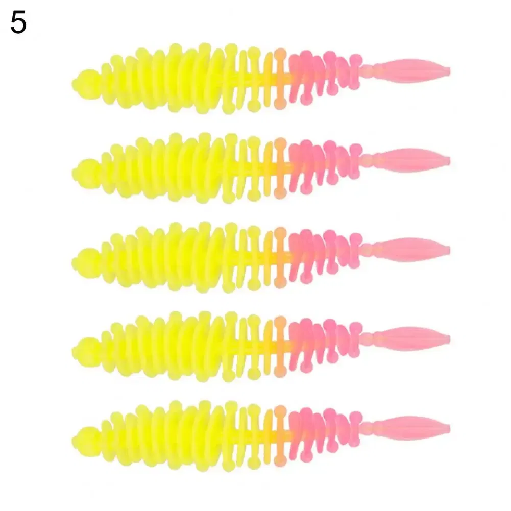 Color: black - 5Pcs 5.5cm Pin Tail Soft Fake Maggots Artificial Baits Faux Worms Bionic Lures  Fake Maggots