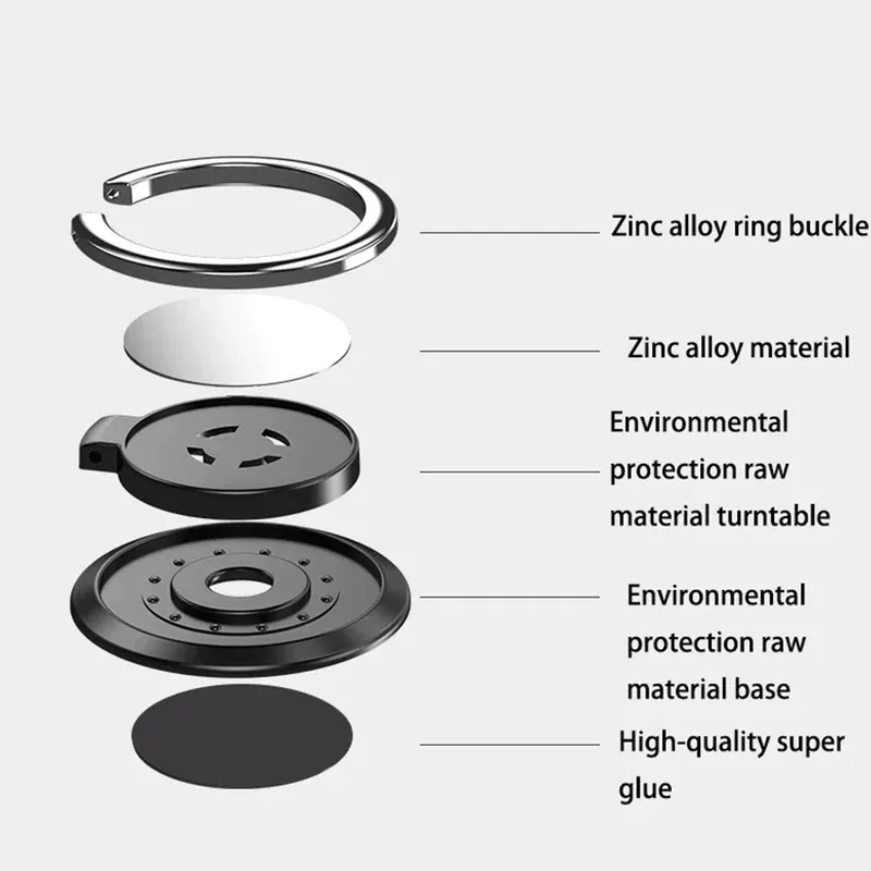 Color: Sky Blue - Universal Finger Ring Holder Stand Grip 360 Degree Rotating for Mobile Phone Car Magnetic Mount Phone Back Sticker Pad Bracket