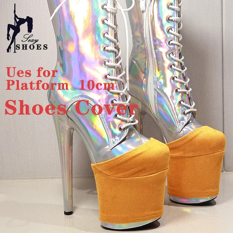 Color: Brown, Size: XL - Suede Shoes Cover Steel Pole Dance Training Specific Protective Cover 10CM Platform Anti Slip Wear-resistant Boots Protective