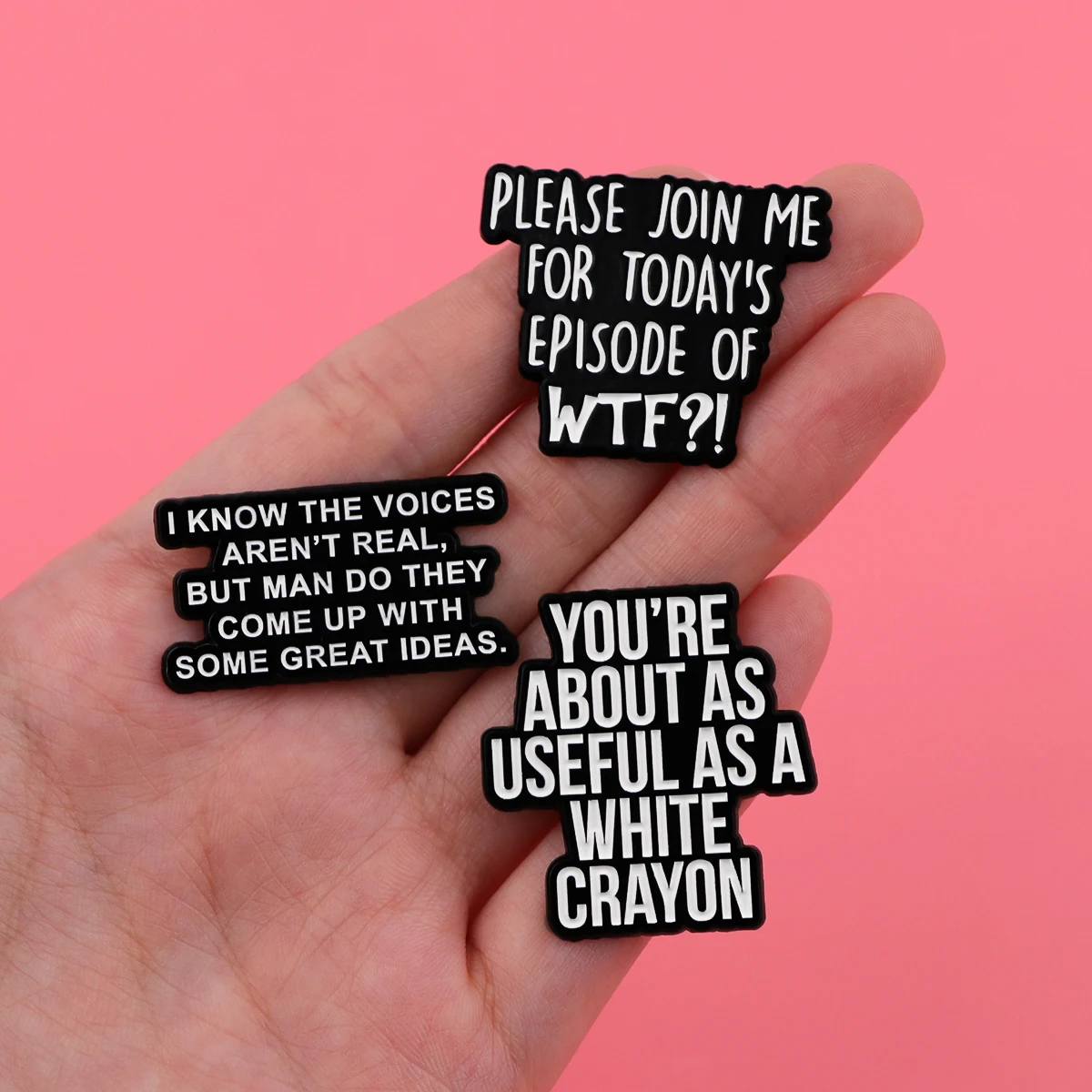 Metal color: SILVER PLATED - Funny Quotes Enamel Pin loves you Brooch Pines Lapel Pins Badge on Backpack Clothing Accessories Fashion Jewelry Friends Gifts