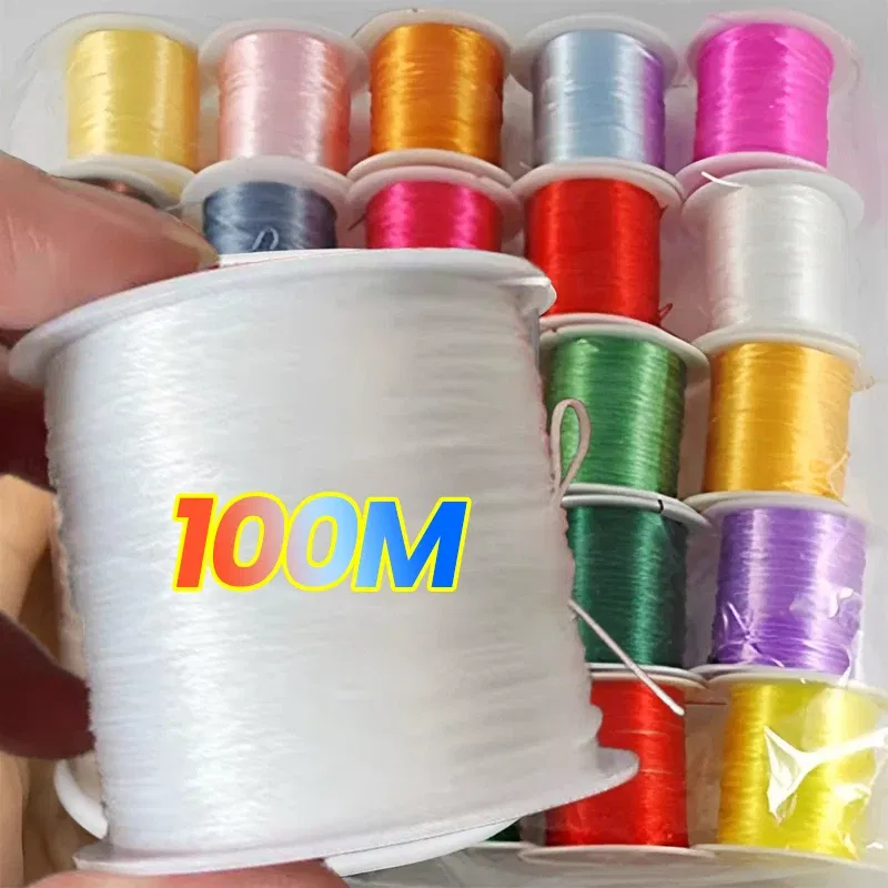 Color: Rose Red, Size: S - DIY Fishing Lines Elastic Crystal Beading String Stretchable Thread For Bracelet Necklace Nylon Rubber Jewelry Making Supplies