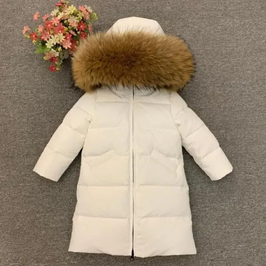 Color: SKY BLUE, Kid Size: 2T - Children Girl boy Winter real fur thickened down jackets 90 down Long Coat jacket overcoat baby kids clothing -30 outwear ws1245