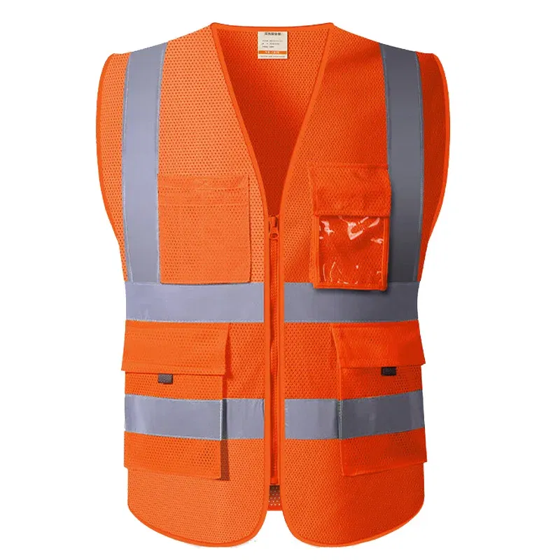 Color: Orange, Size: XXL - SFVEST MENS WOMEN HI VIS VIZ EXECUTIVE VEST WAISTCOAT TWO INCHES WIDTH REFLECTIVE SAFETY LARGE POCKETS  FREE DELIVERY