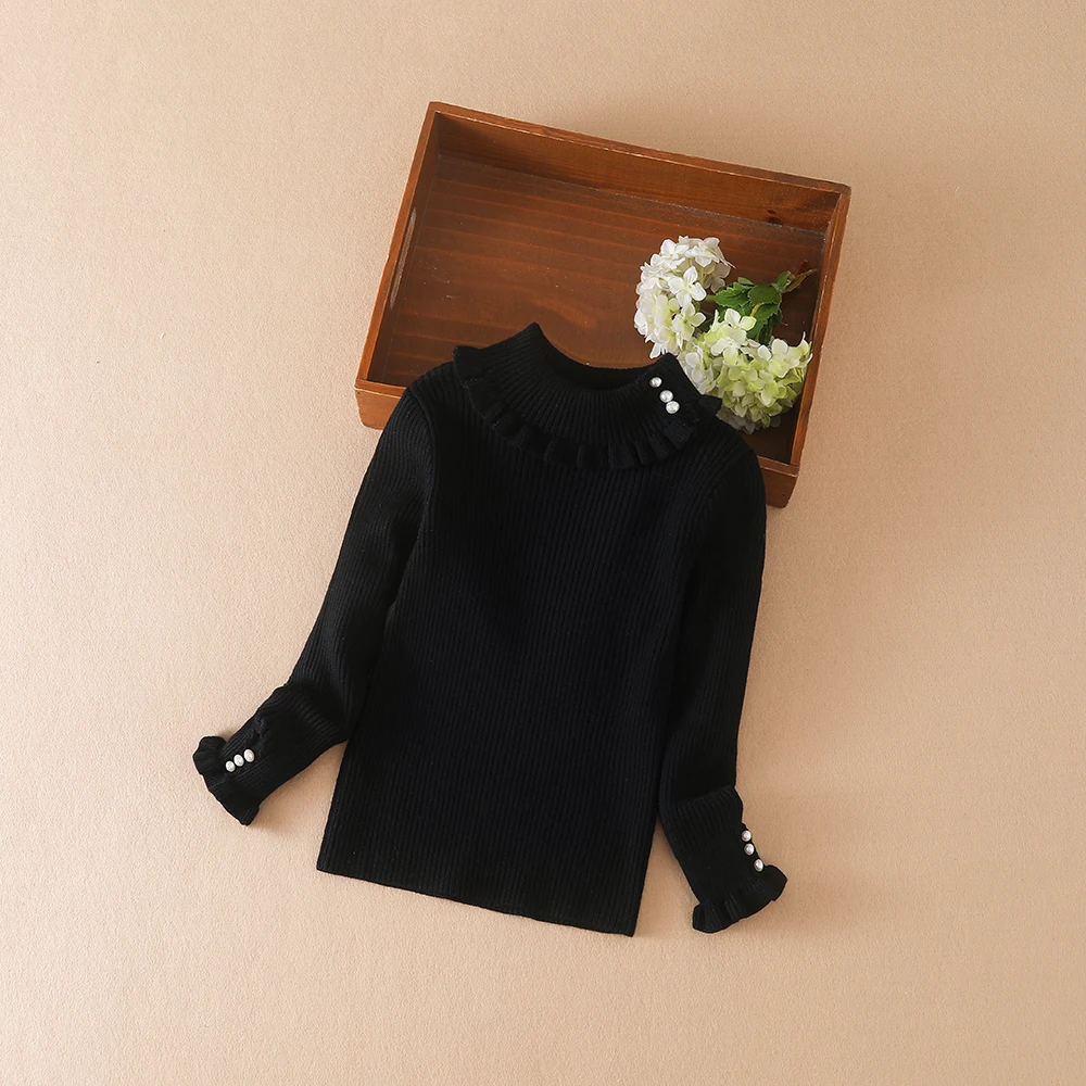 Color: Ivory, Kid Size: 9T - Girls Sweater 2025 New Winter Children Clothes Kids Tops Warm Knitwear Kids Sweater Baby Girls Turtleneck Sweaters