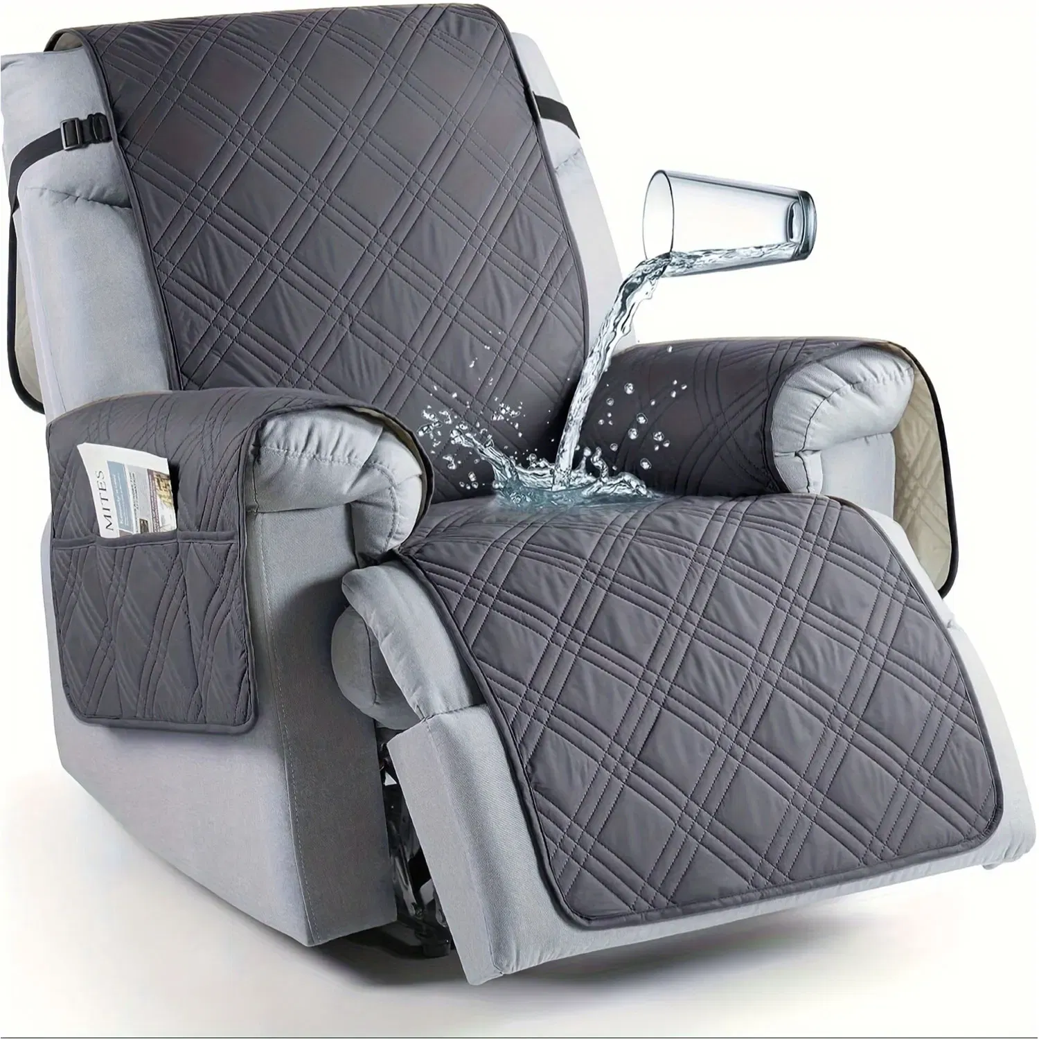 Color: Dark Khaki - Waterproof Recliner Chair Cover Non Slip Armchair Slipcovers For Recliner Chair With Pocket Washable Reclining Chair Cover
