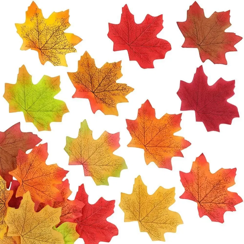 Color: Deep Pink - Artificial Maple Leaves Silk Fake Autumn Leaves Diy Handmade Leaf Fall Wedding Decoration Thanksgiving Christmas