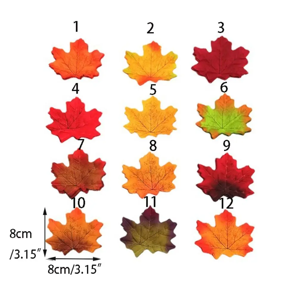 Color: Deep Pink - Artificial Maple Leaves Silk Fake Autumn Leaves Diy Handmade Leaf Fall Wedding Decoration Thanksgiving Christmas