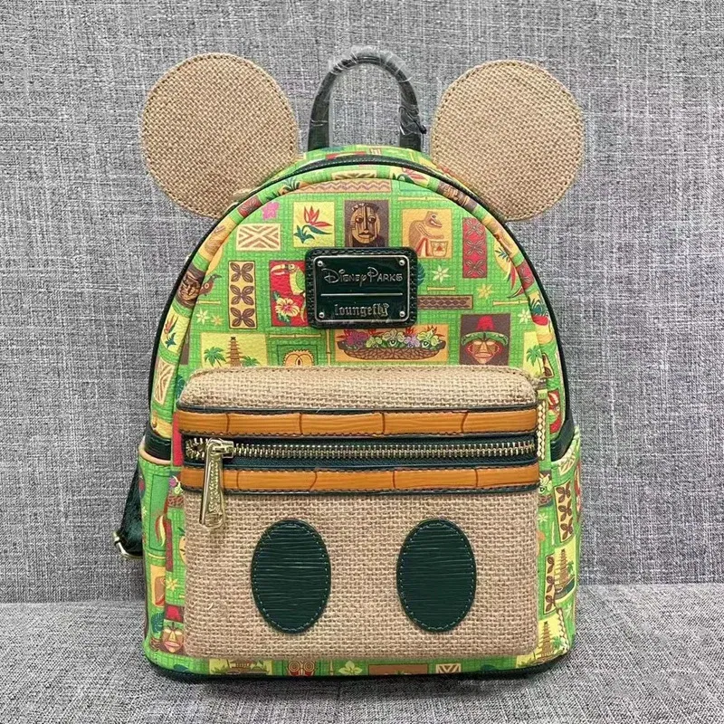 Color: Gold - Disney Tinker Bell Women Double Strap Shoulder Bag Purse Cute Disney Princess Belle PU Leather Mickey Ariel Backpack
