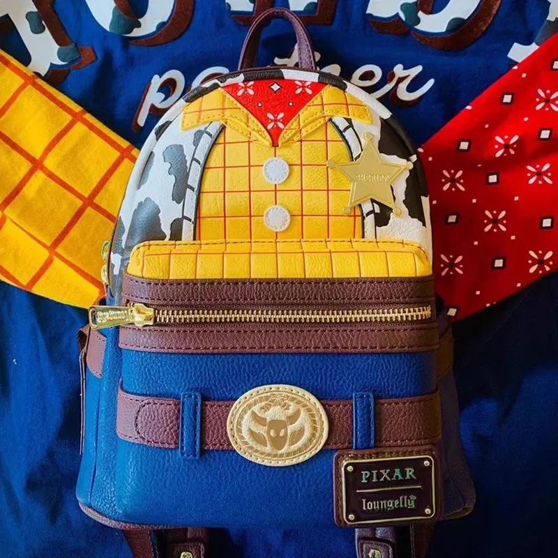 Color: Gold - Disney Tinker Bell Women Double Strap Shoulder Bag Purse Cute Disney Princess Belle PU Leather Mickey Ariel Backpack