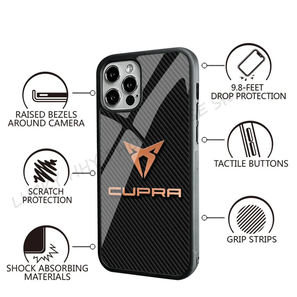 Color: Beige, Material: POLYESTER - Cool Phone Case Phone Case Strong Magnetic Cupra Racing for IPhone 15 14 13 Pro Max 11 12 Mini for Magsafe