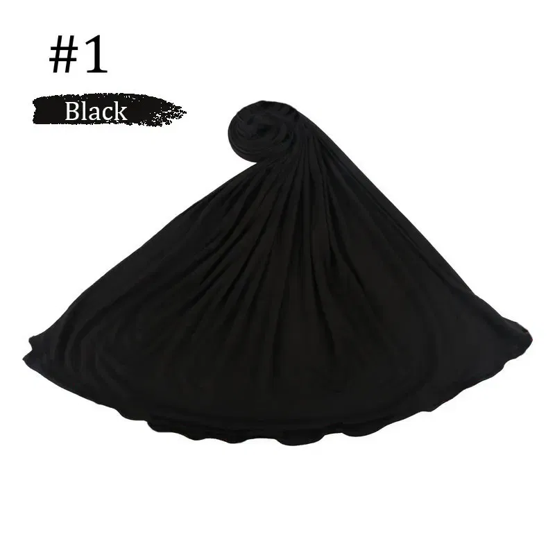Color: black - 180X85cm  Muslim Women Jersey Hijab Scarf Cotton Stretchy Premium Jersey HIjabs Soft Material Big Large Size Jersey Scarves