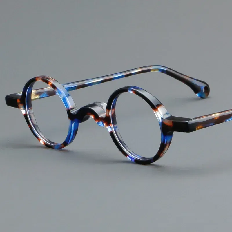 Frame Color: Dark Brown, Eye Prescription: +450 - VCKA Photochromic Acetate Myopia Glasses Men Retro Small Round Frames Women Custom prescription Anti-Blue  Eyewear -0.5 TO -10