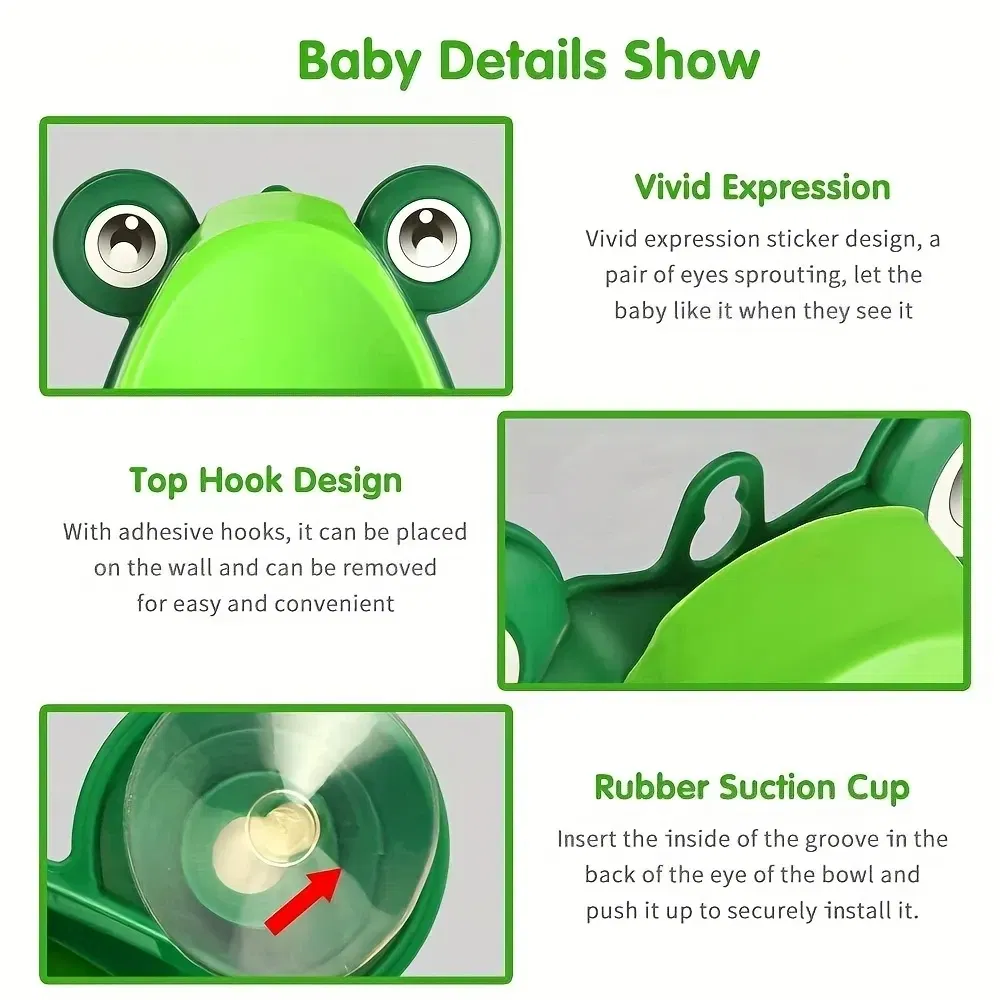 Color: green - Cute Frog Potty Training Urinal Boy With Fun Aiming Target, Toilet Urinal Trainer, Children Stand Vertical Pee Infant Toddler