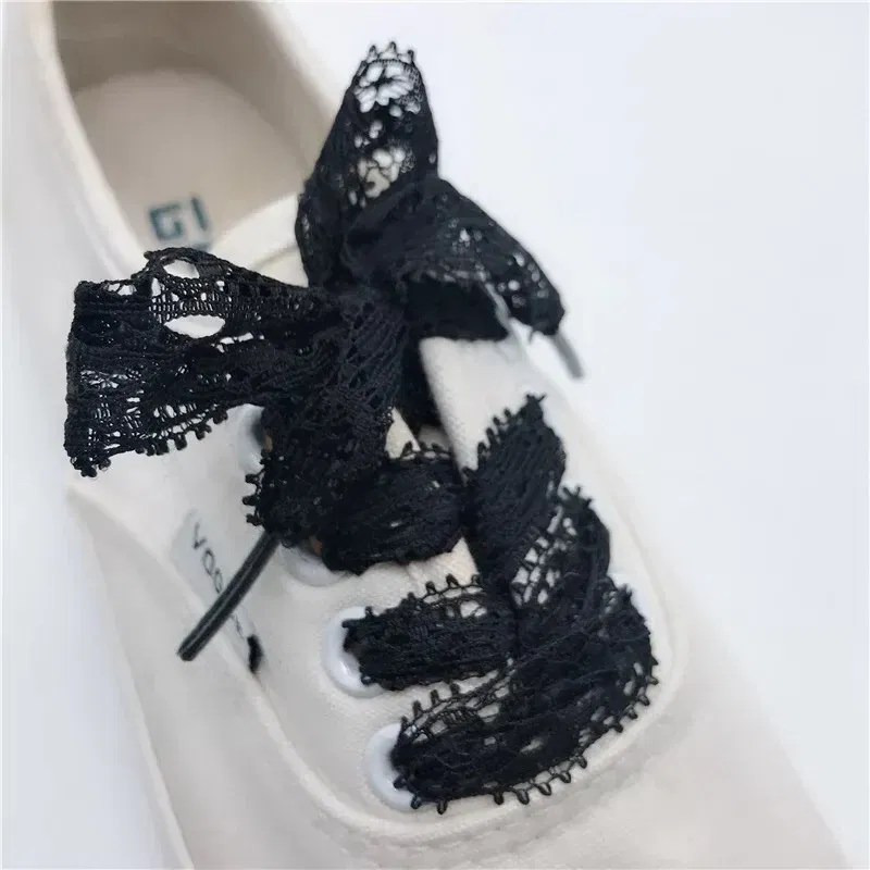 Color: black, Length: 100cm, Ships From: CHINA - 1 Pair New Lace Shoelaces Women's Casual Shoes Fashion Ribbon Shoelace Outdoor Sneakers Black Shoe Laces 80CM/100CM/120CM